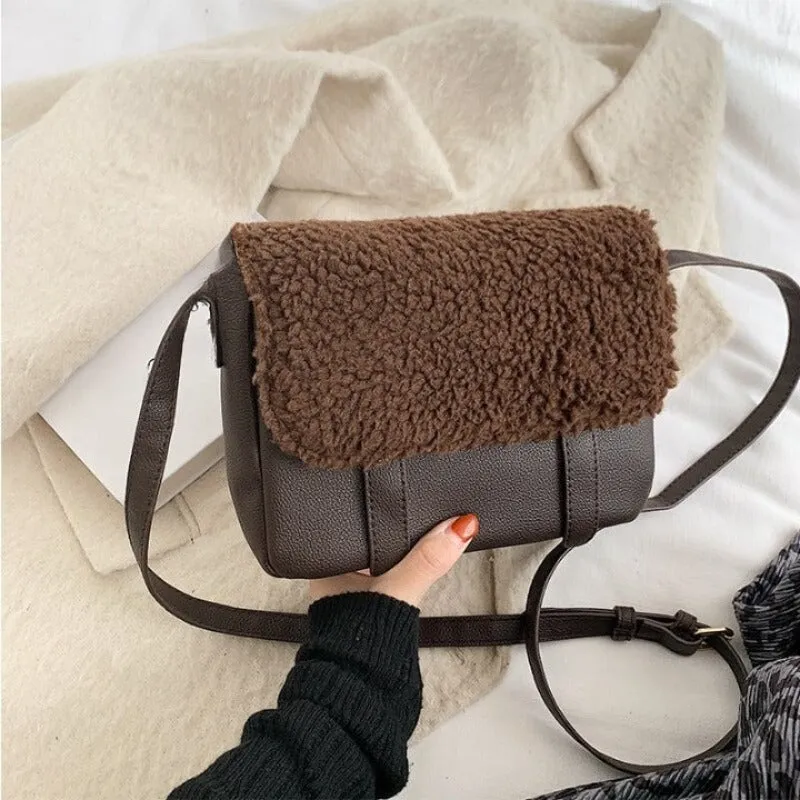 Faux Fur Flap Crossbody Bag