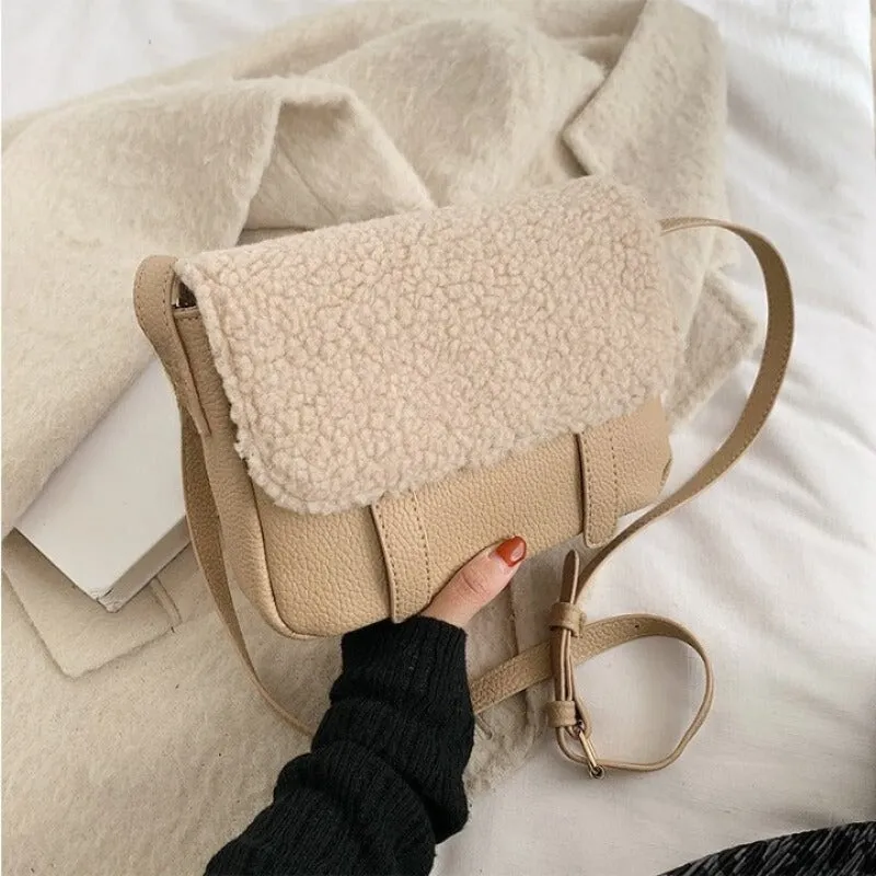 Faux Fur Flap Crossbody Bag