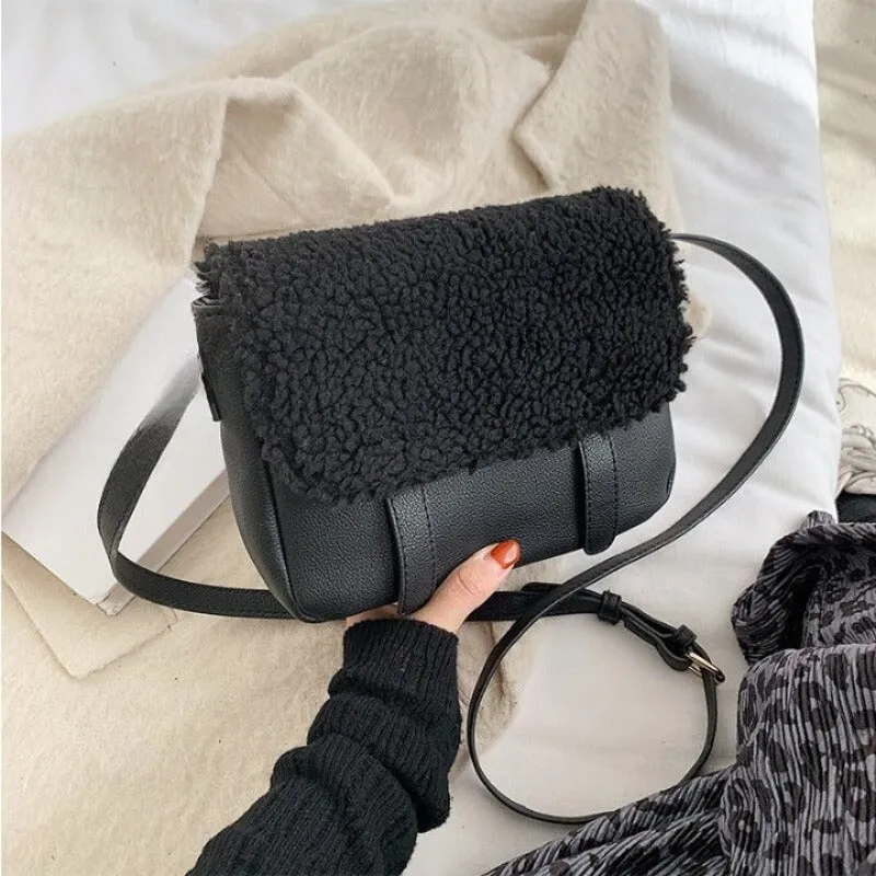 Faux Fur Flap Crossbody Bag