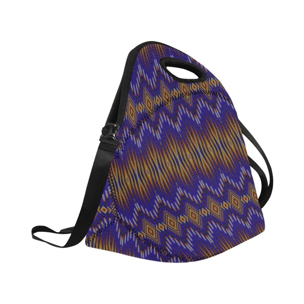 Fire Feather Blue Neoprene Lunch Bag/Large