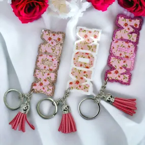 Floral Mom Key Chain - Stainless Steel & Acrylic