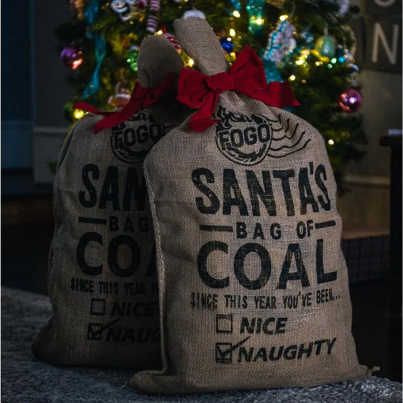 FOGO Brown Santa's Bag of Coal Gift Bag