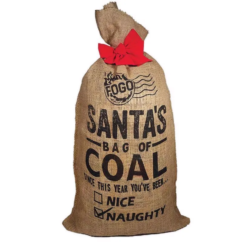 FOGO Brown Santa's Bag of Coal Gift Bag