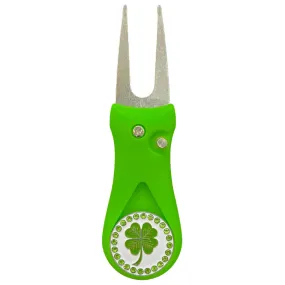 Four Leaf Clover Golf Ball Marker With Colored Divot Repair Tool