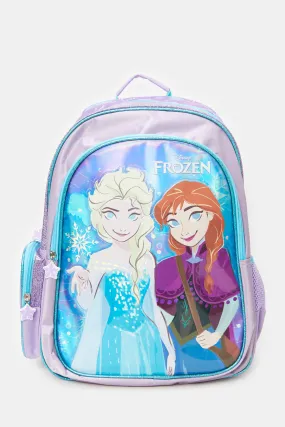 Girls Blue And Purple Frozen Backpack (16 Inch)