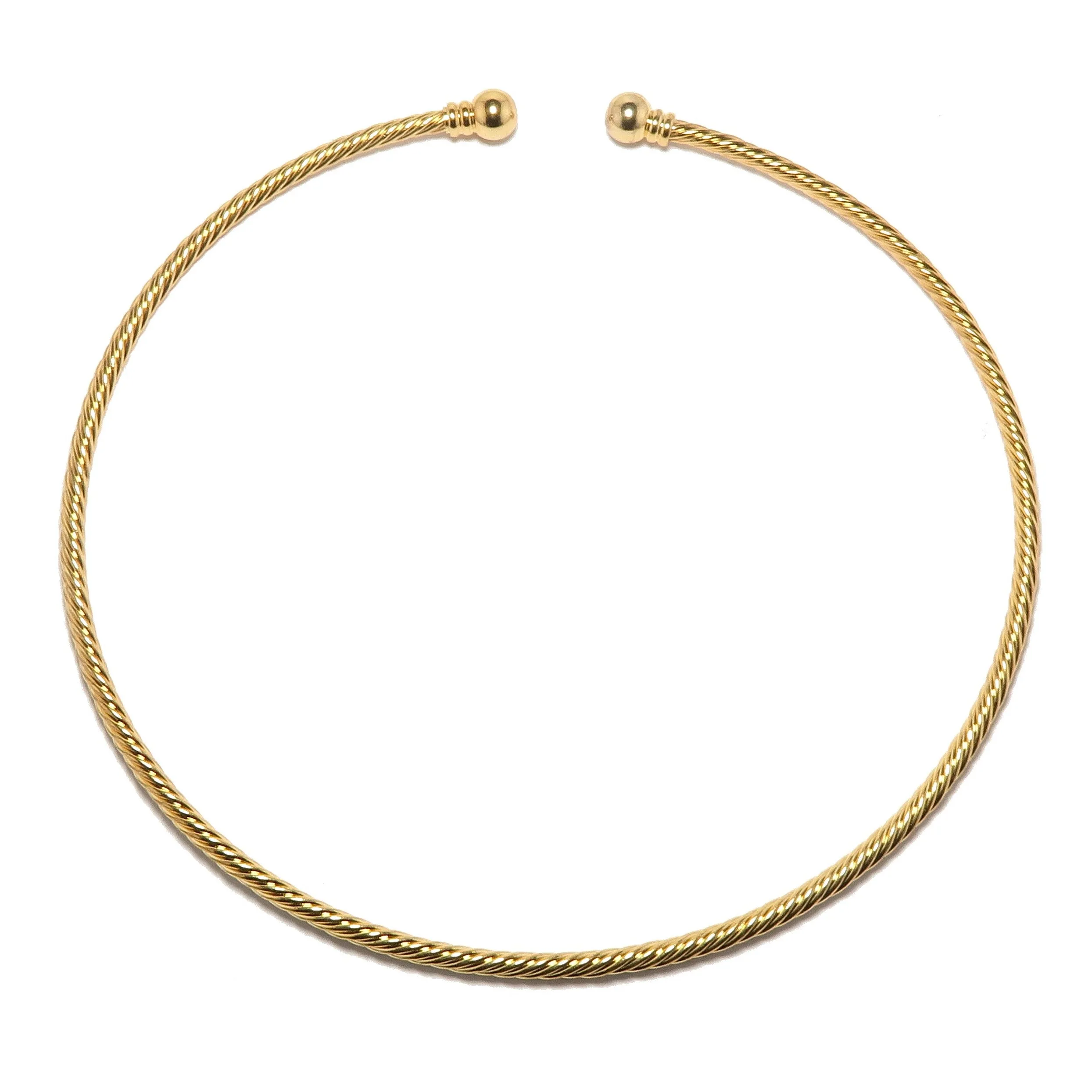 Gold Choker Fashion Forward Thick Twist Neckwire Necklace