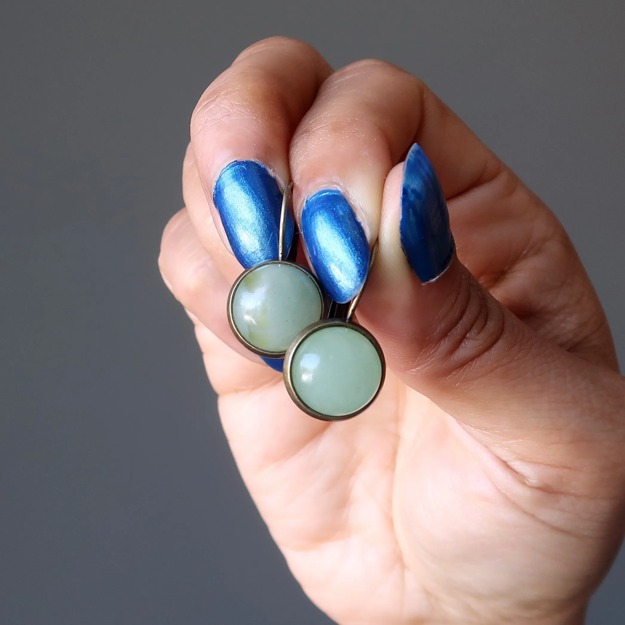 Green Aventurine Earrings Token of Abundance Leverback Gems