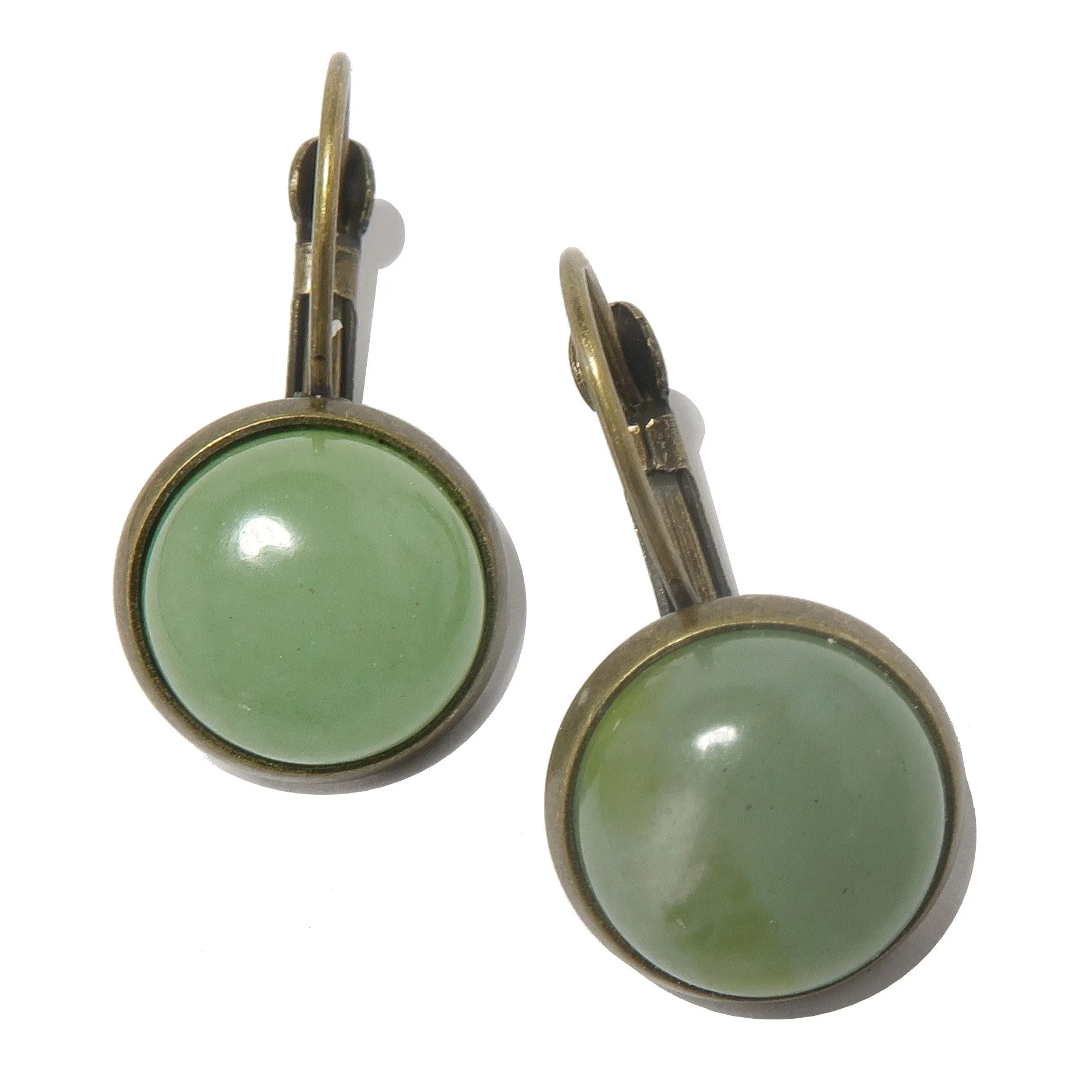 Green Aventurine Earrings Token of Abundance Leverback Gems