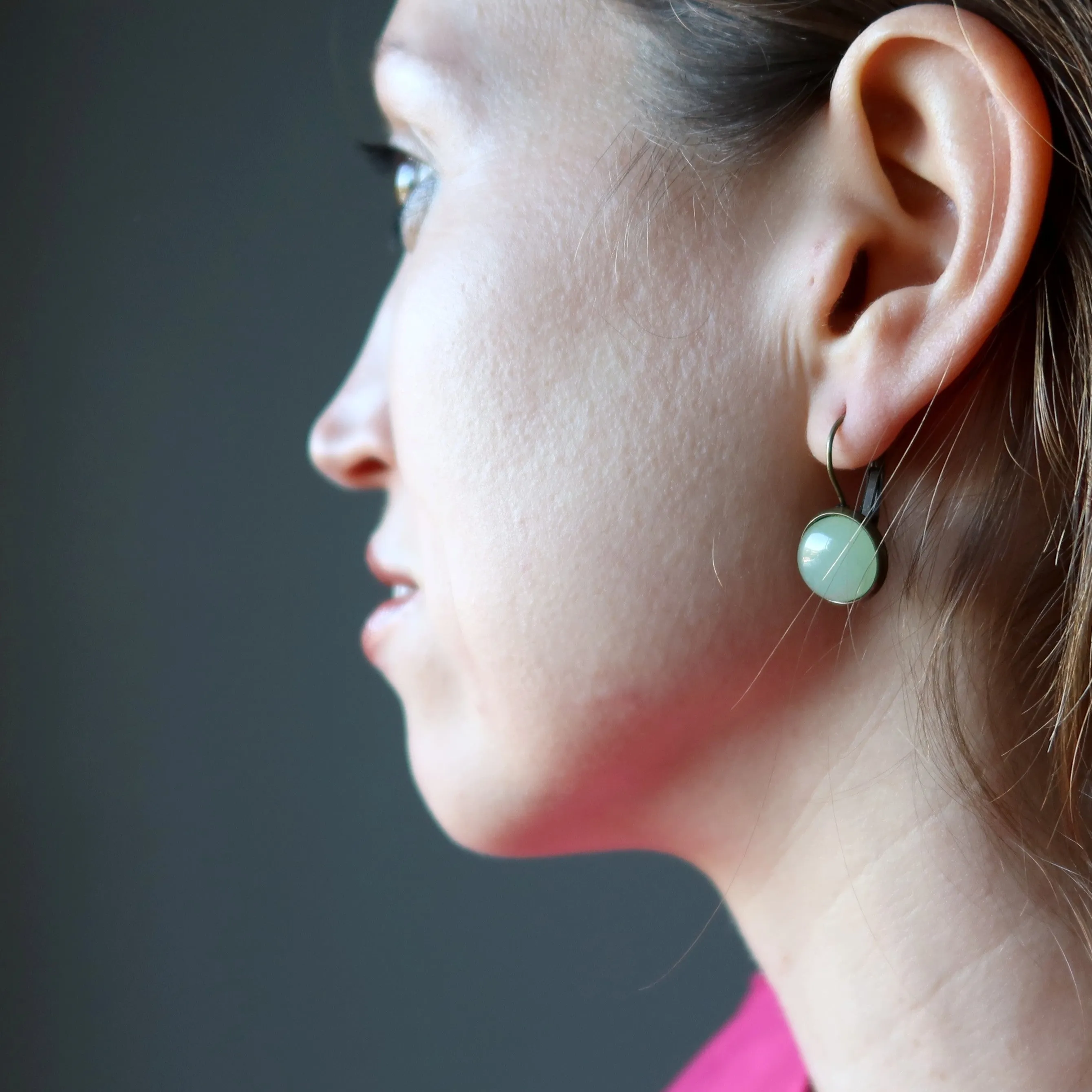 Green Aventurine Earrings Token of Abundance Leverback Gems