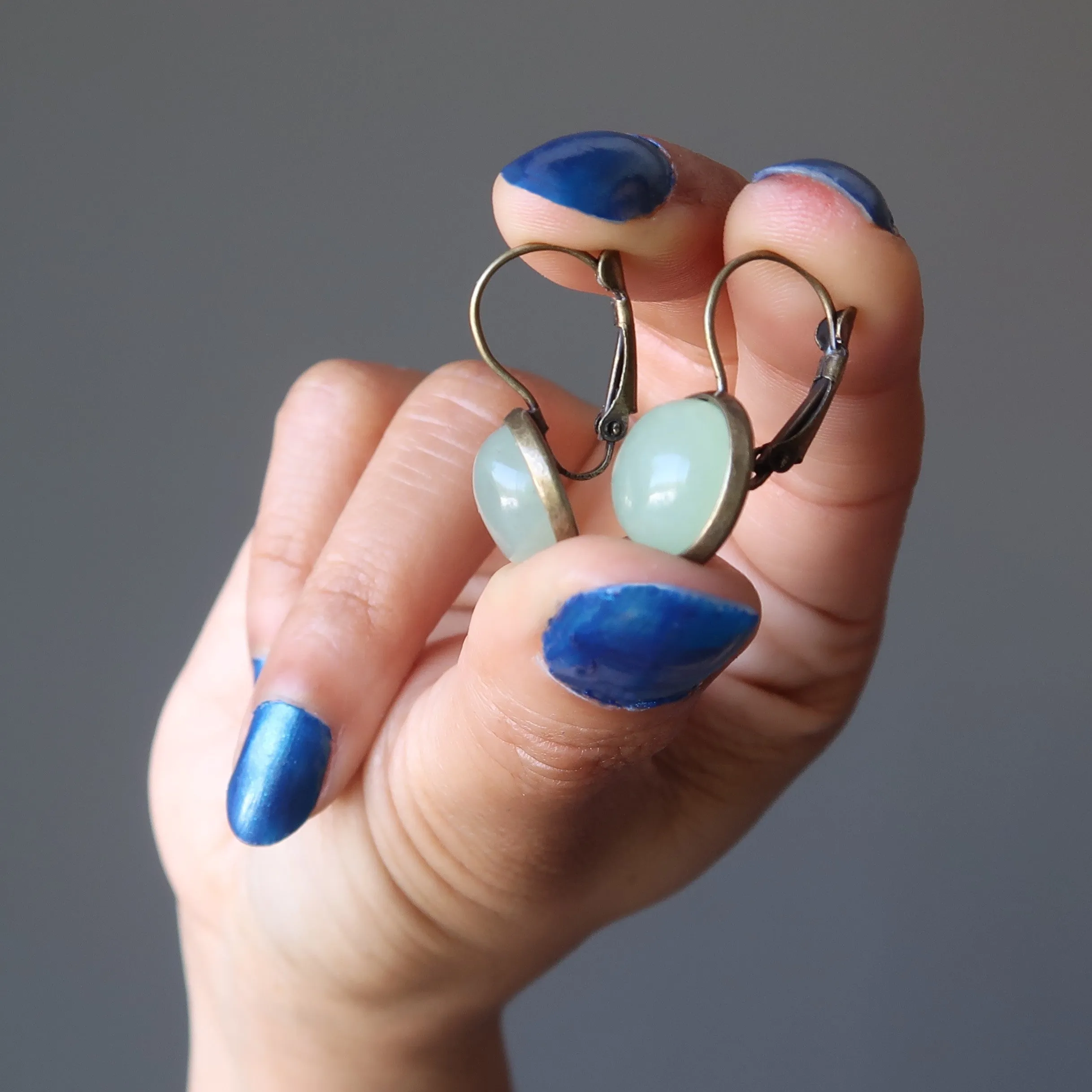 Green Aventurine Earrings Token of Abundance Leverback Gems