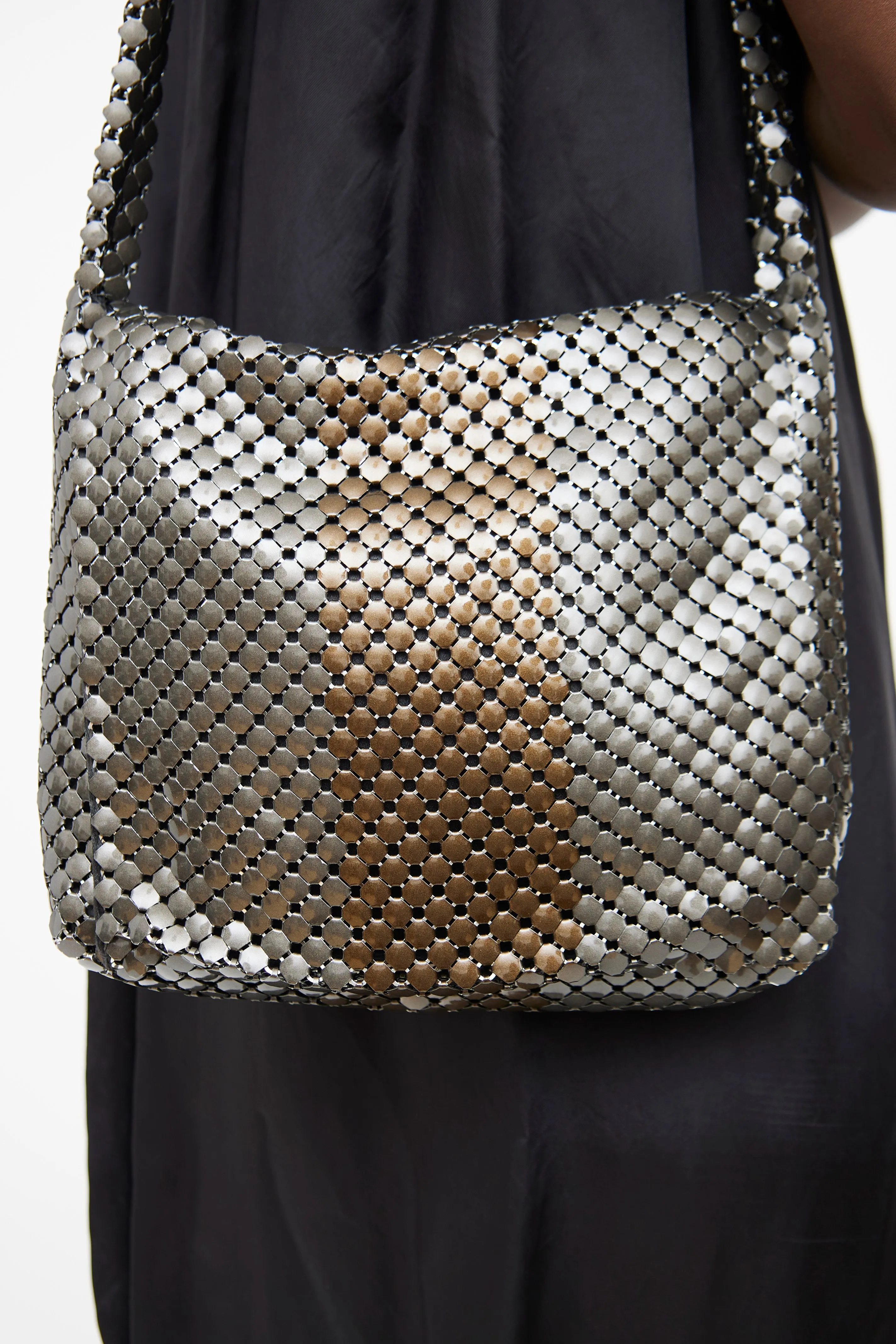 Grey & Brown Chainmail Flap Bag