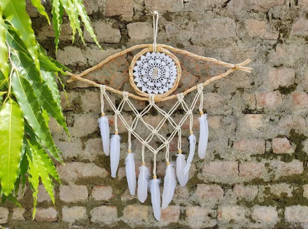 Handmade Evil Eye Clear Quartz Crystal Dreamcatcher