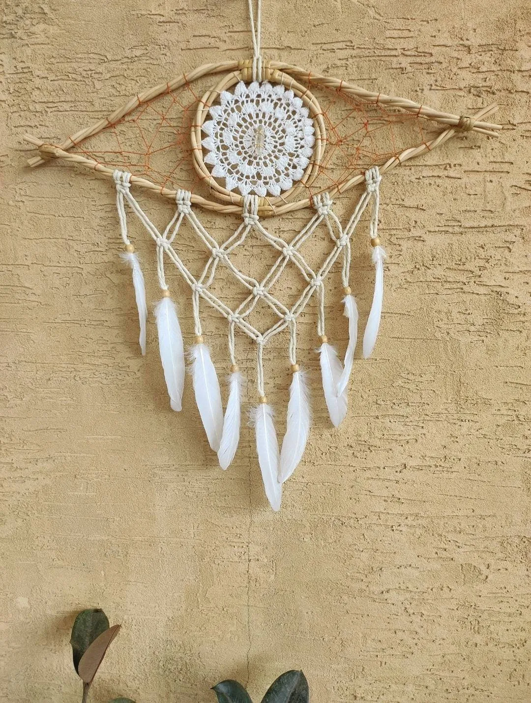 Handmade Evil Eye Clear Quartz Crystal Dreamcatcher