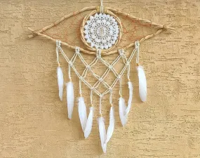 Handmade Evil Eye Clear Quartz Crystal Dreamcatcher