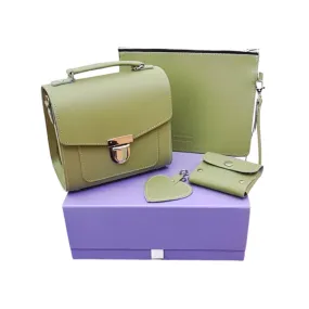 Handmade Leather Handbag Set - Sugarcube Collection Gift Set - Sage Green