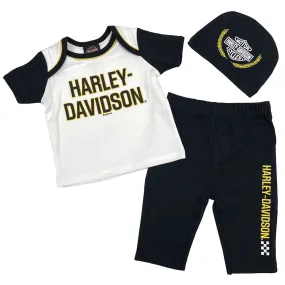 Harley-Davidson Baby Boys' 3-piece Knit Newborn Hanging Gift Bag Set - Black