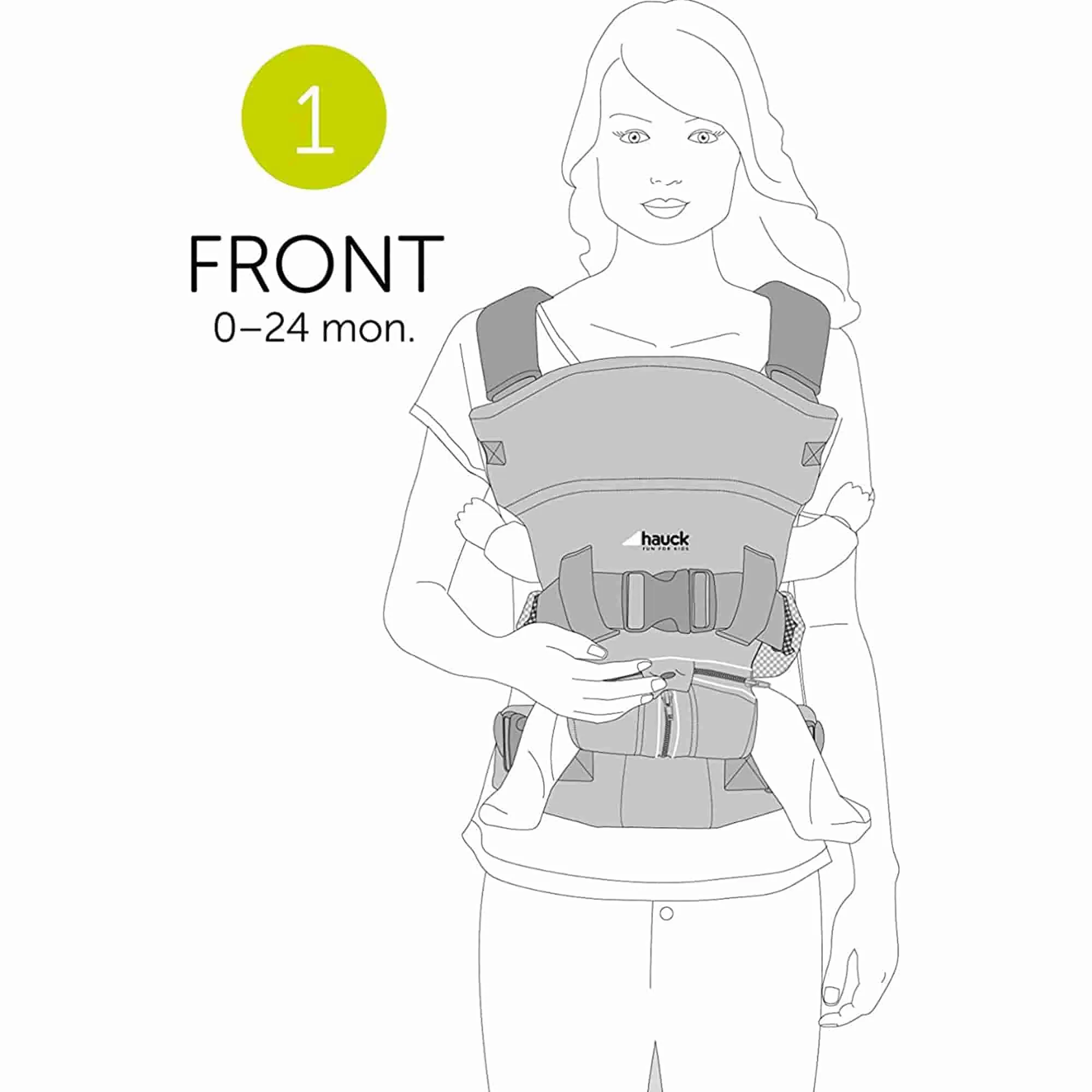 Hauck Close to Me Baby Carrier Black Birth  to 9M - Distressed Box