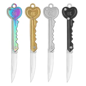 Heart Key Knife with Hidden Blade Self Defense Keychain