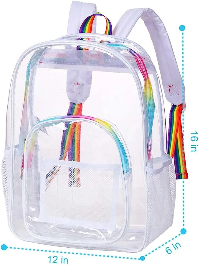 Heavy Duty Rose Pink See Through Clear Trendy Backpack