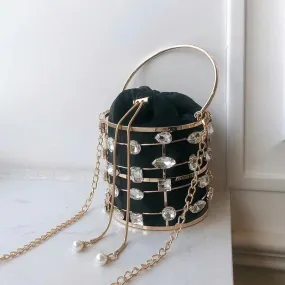 Hollow Out Crystal Bucket Bag