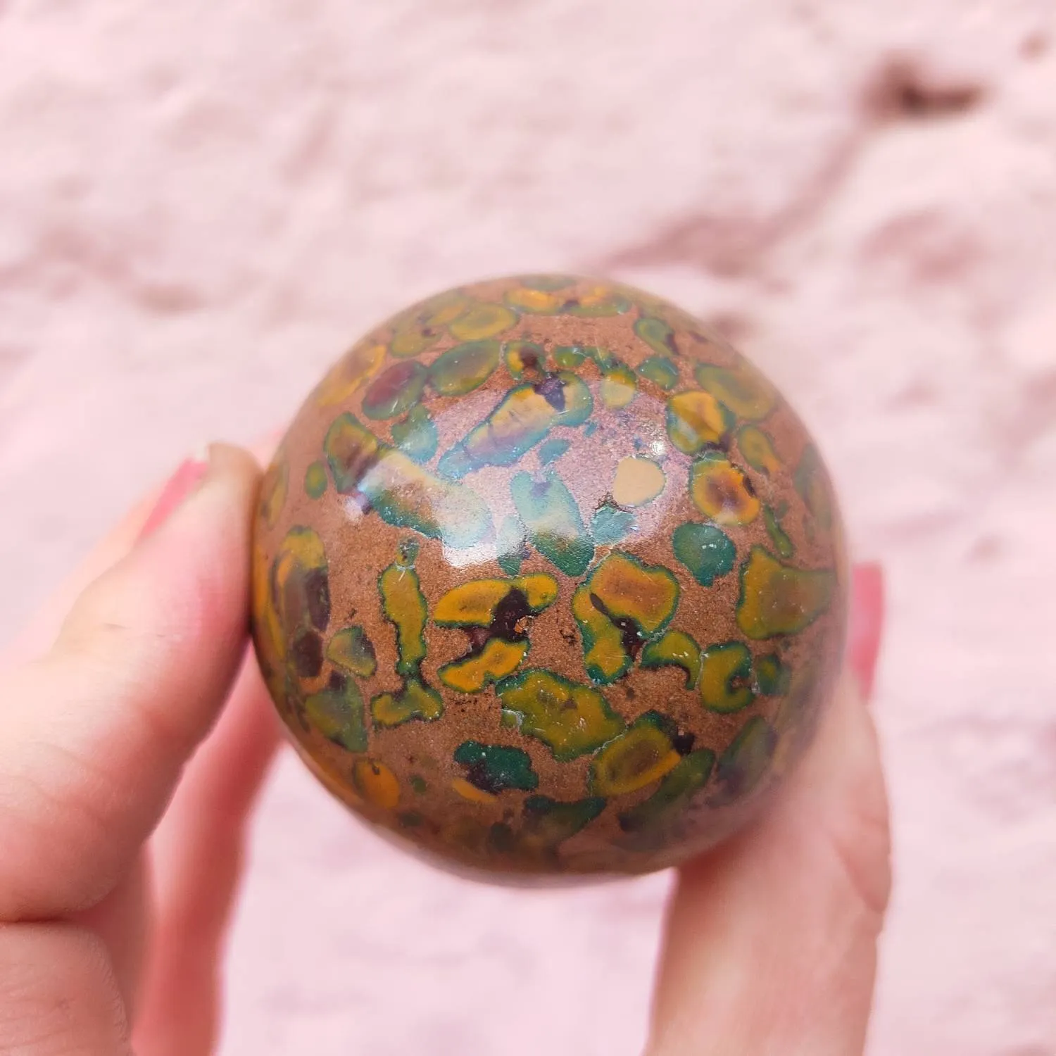 Indian Yellow Conglomerate Ajooba Fruit Jasper Sphere