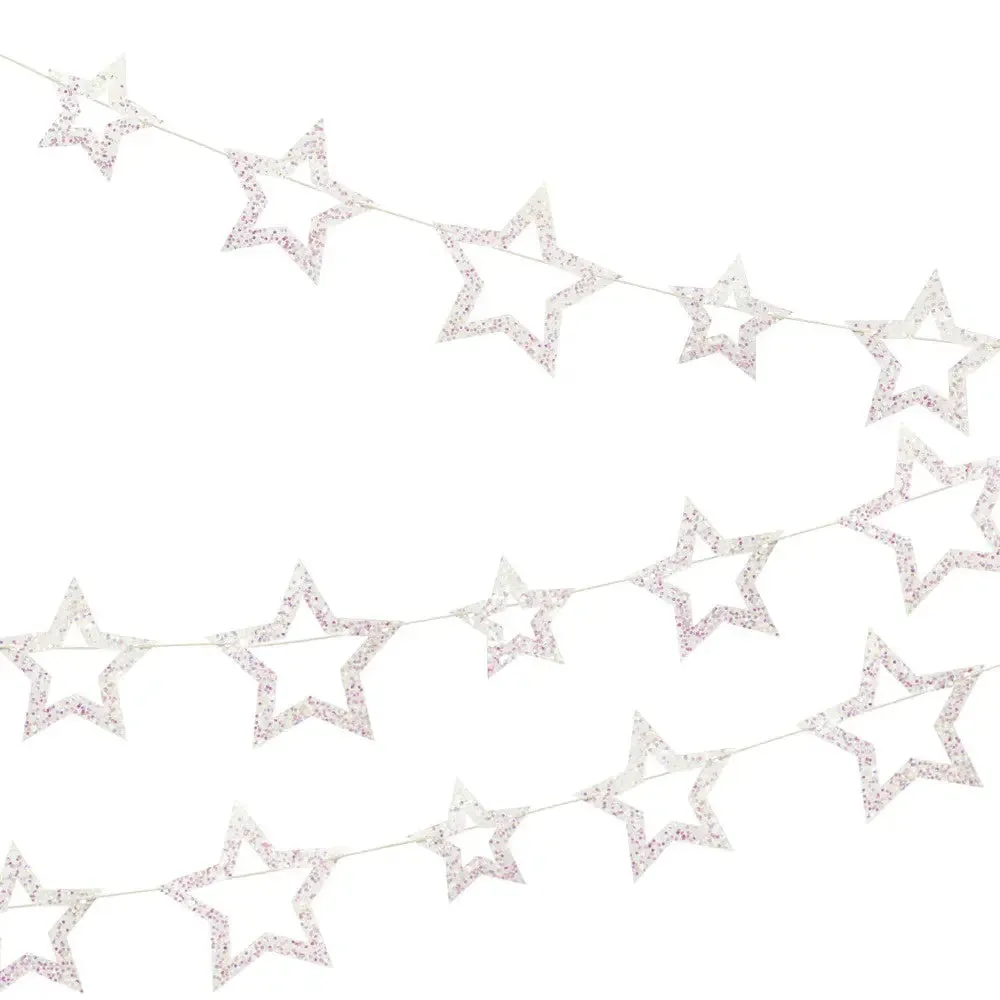 Iridescent Glitter Star Garland