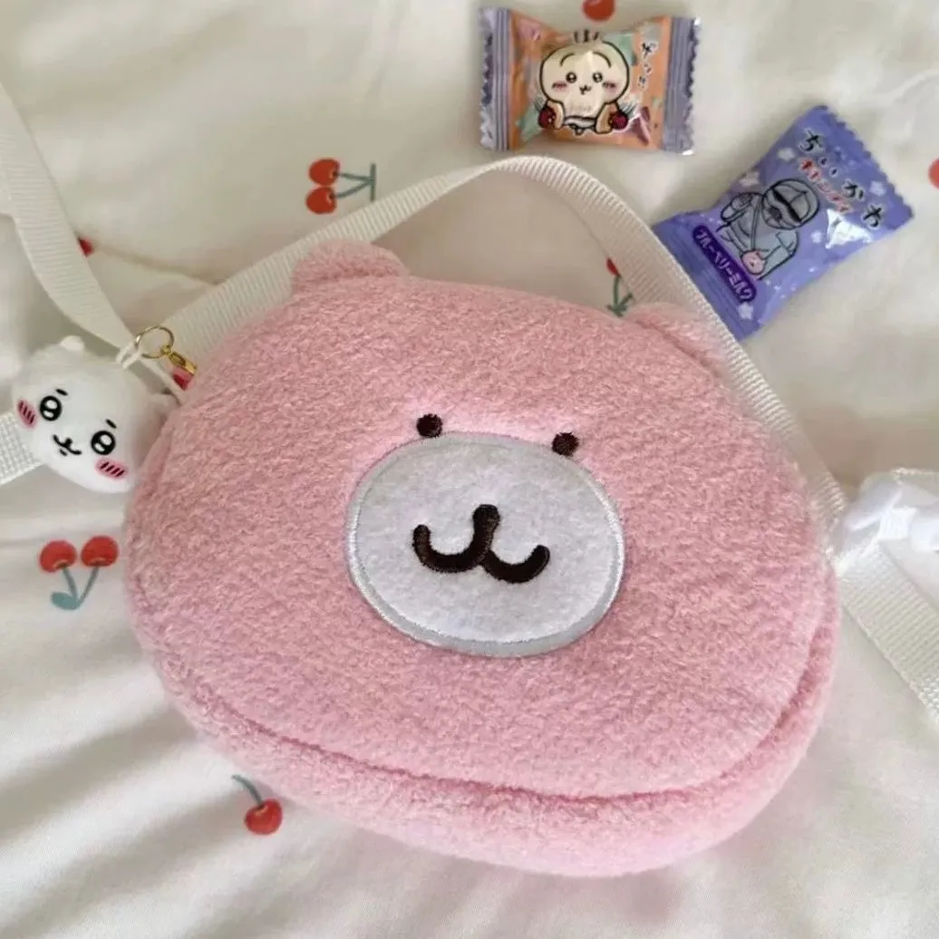 Japanese Cartoon ChiiKawa Little Shoulder Bag | Pink Bear - Plush Doll Kawaii Style Child Girl Gift