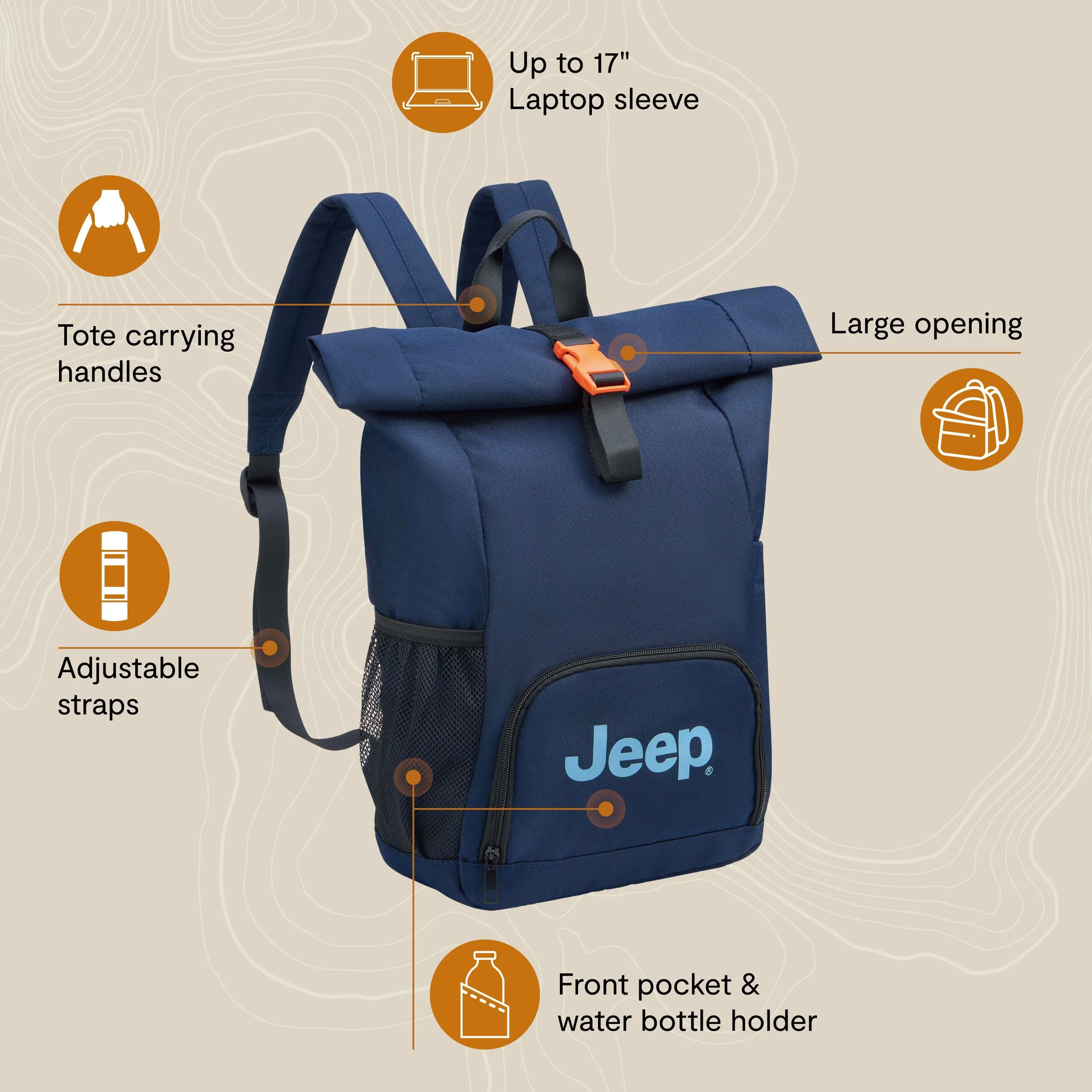 JS016D - Rolltop Laptop Backpack