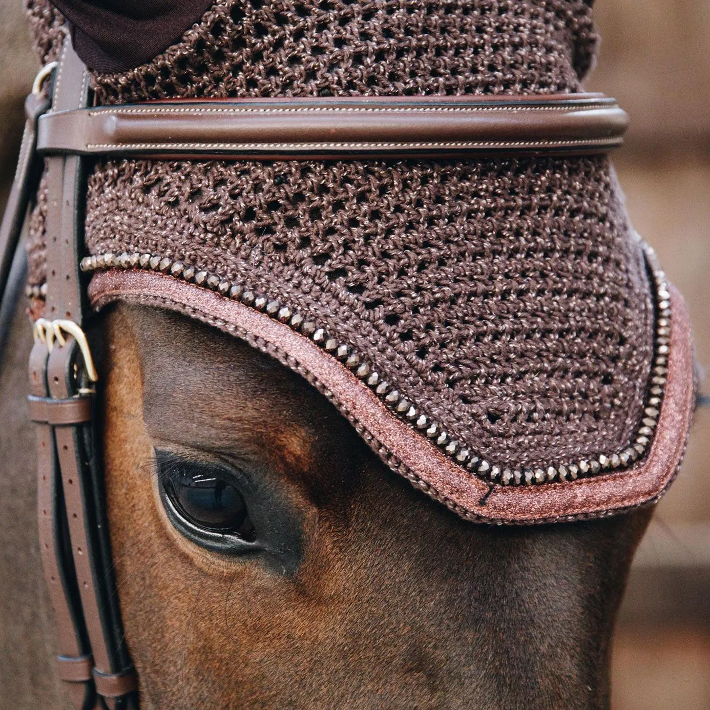 Kentucky Horsewear Wellington Glitter Fly Veil - Brown