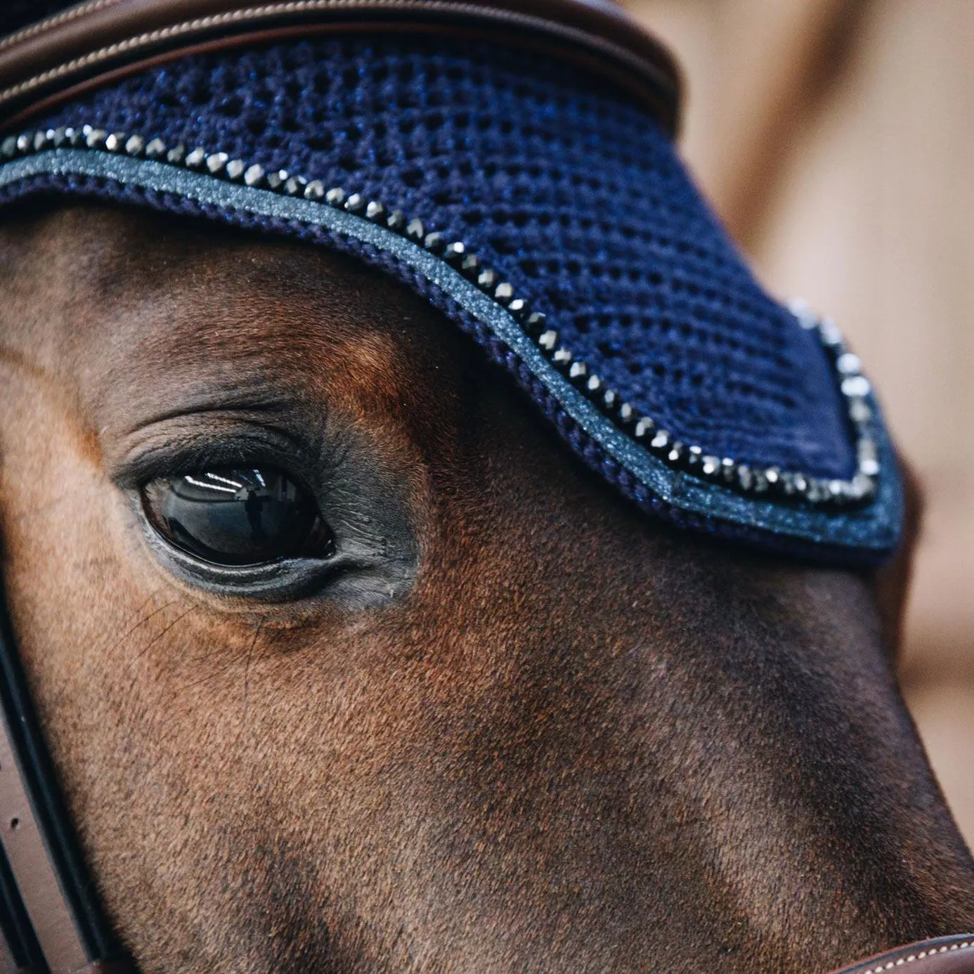 Kentucky Horsewear Wellington Glitter Fly Veil - Dark Navy