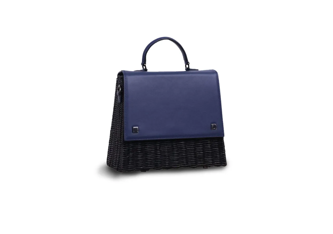 Laila Wicker Hand Bag (Navy)