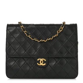 Lambskin Quilted Small Single Flap Bag Black