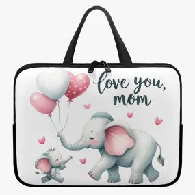 Laptop Sleeve with handles - Elephant, Love you Mom