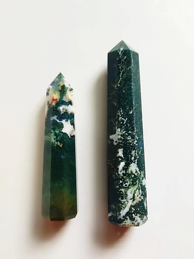 Large Moss and Tree Agate Crystal Tower