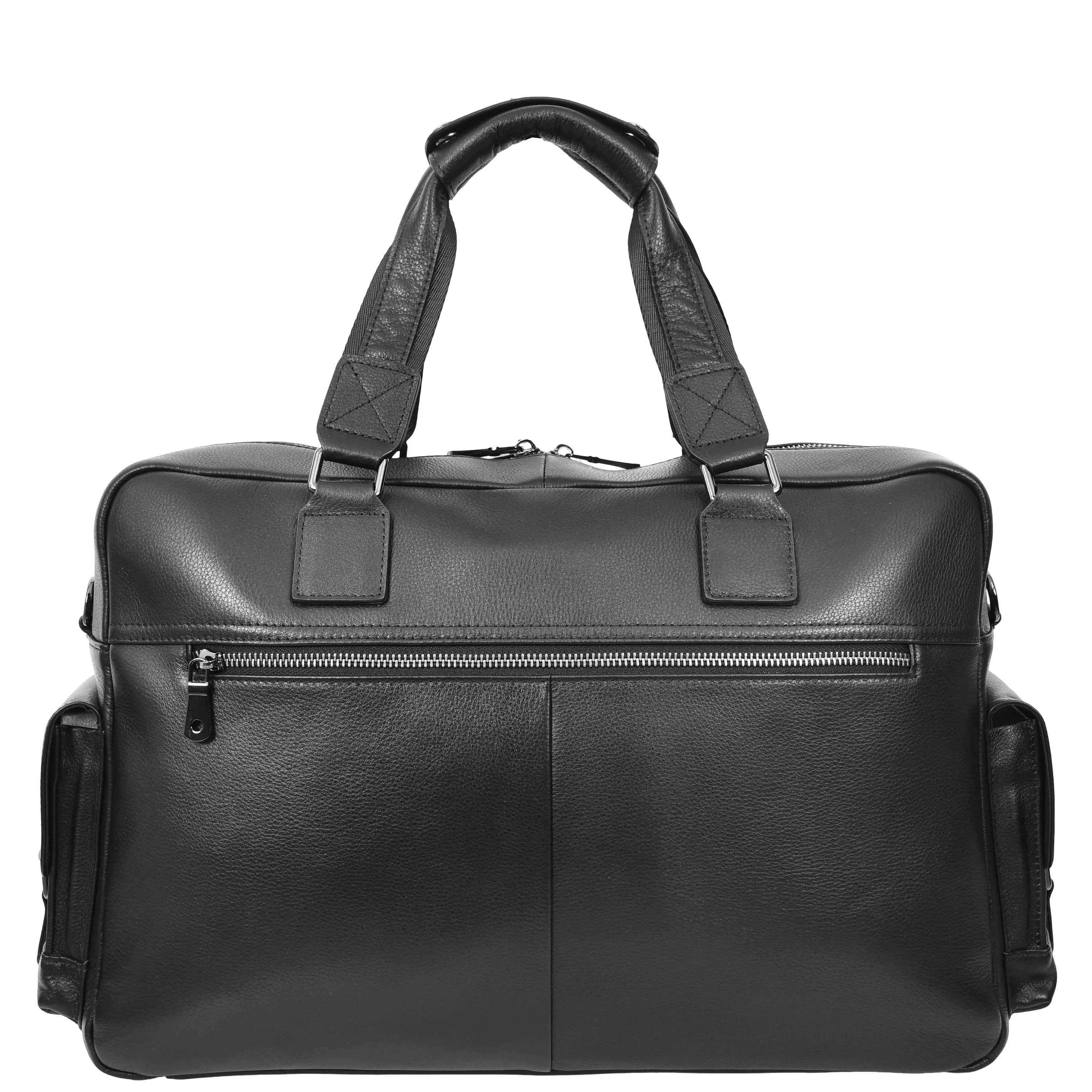 Leather Holdall Mid Size Weekend Bag Kensington Black