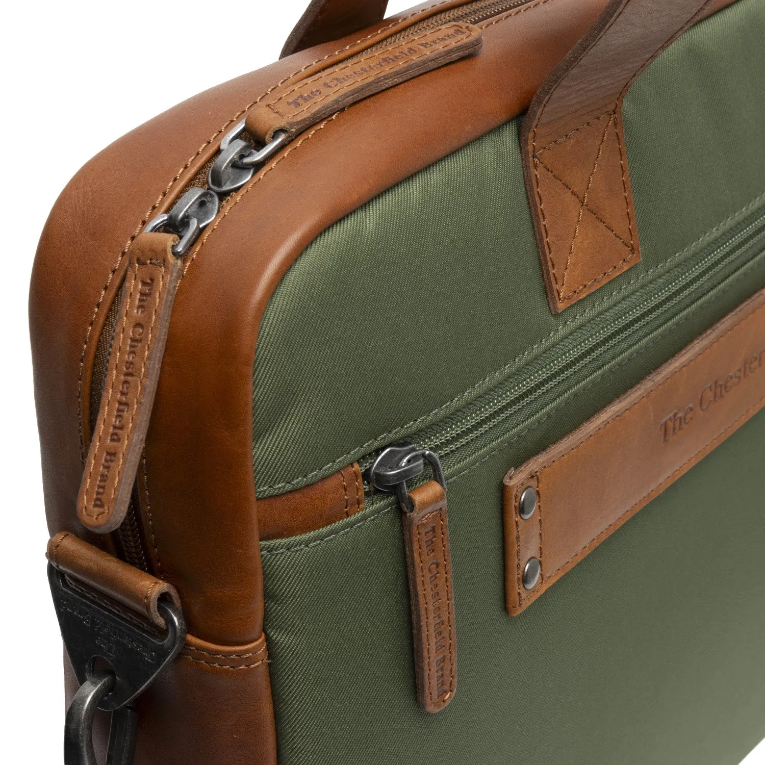 Leather Laptop Bag Olive Green Narvik