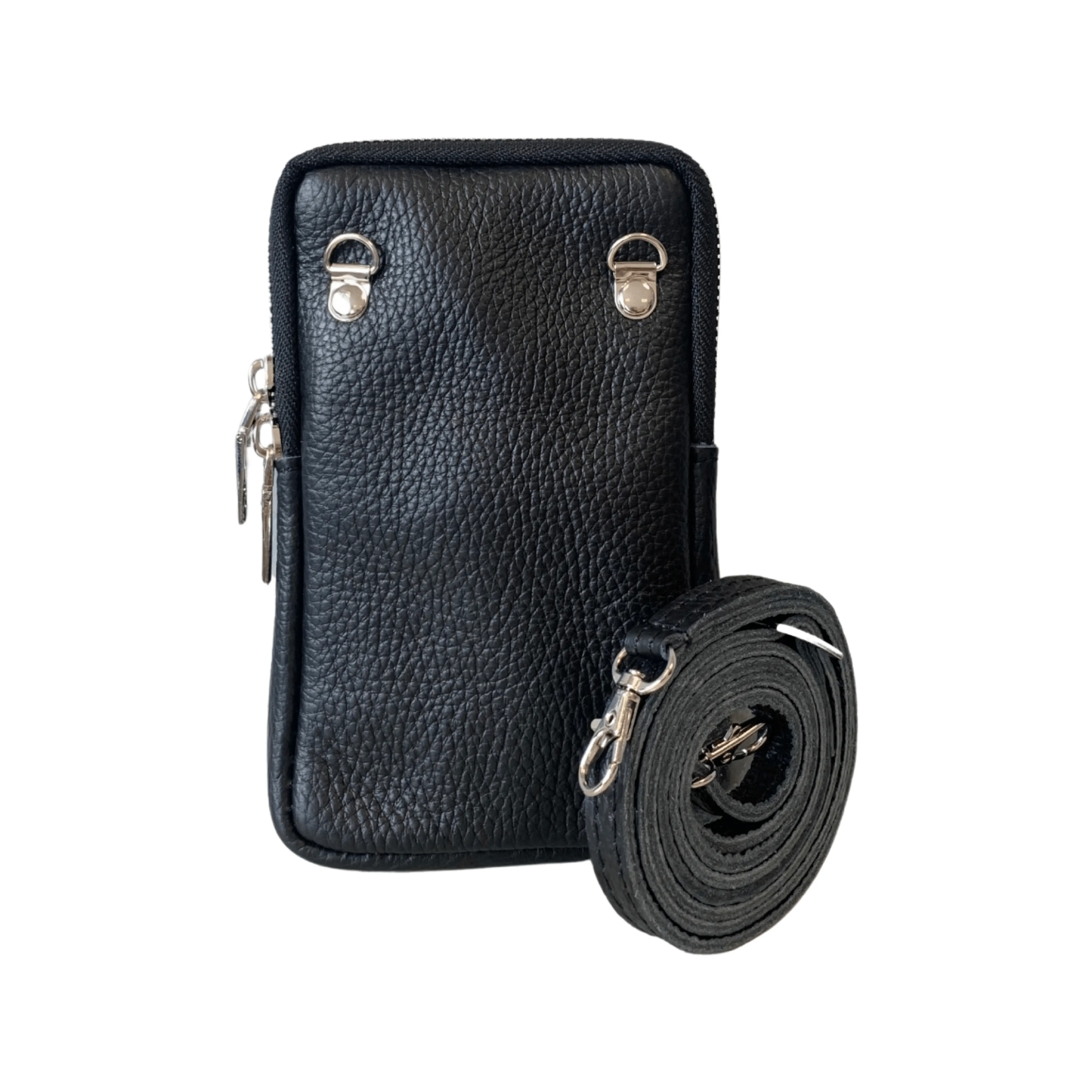 Leather Phone Bag in Black