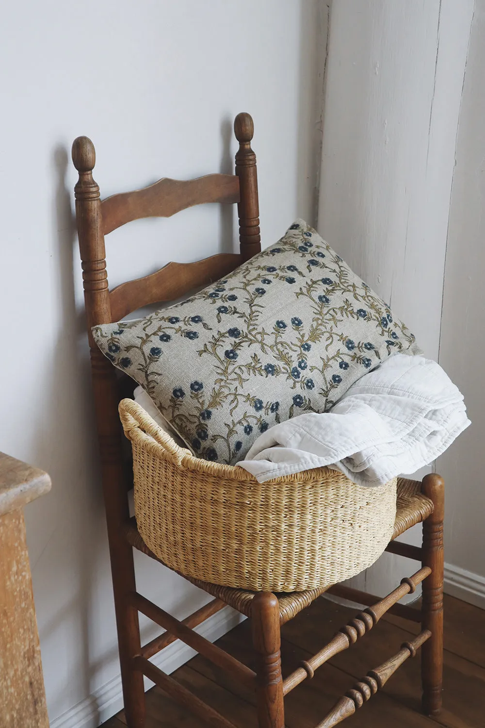 Linen Hand Block-Printed Pillow Cover No. 0223