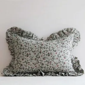 Linen Hand Block-Printed Pillow Cover No. 0232