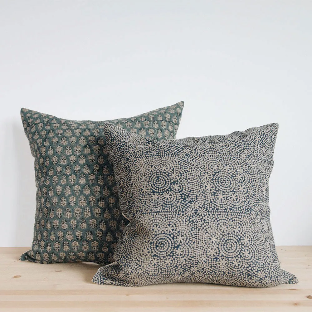 Linen Hand Block-Printed Pillow Cover No. 0521