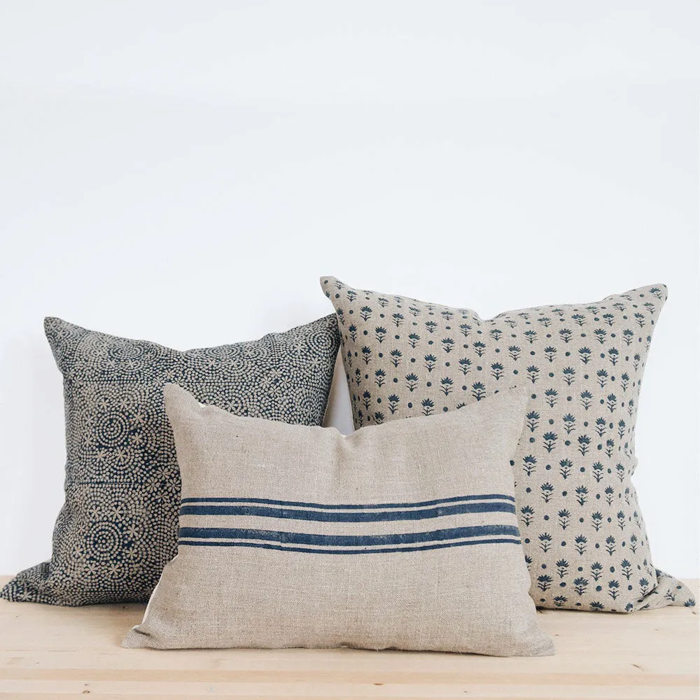 Linen Hand Block-Printed Pillow Cover No. 0522