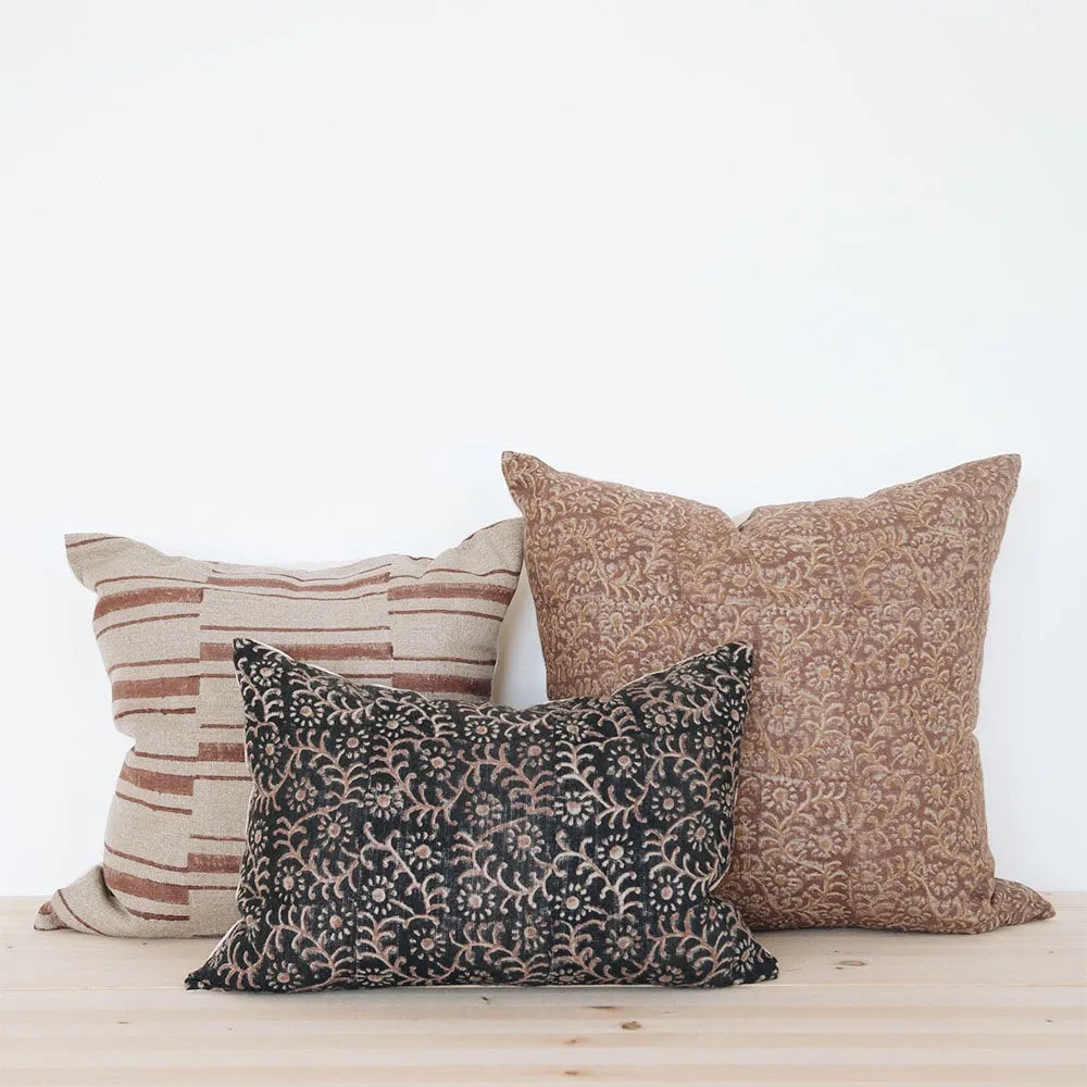 Linen Hand Block-Printed Pillow Cover No. 0927