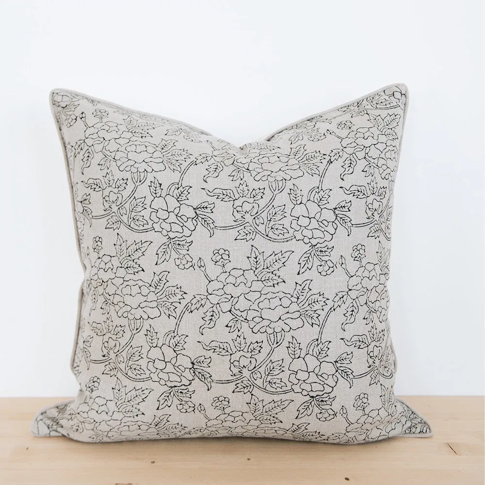 Linen Hand Block-Printed Pillow Cover Set No. 01213