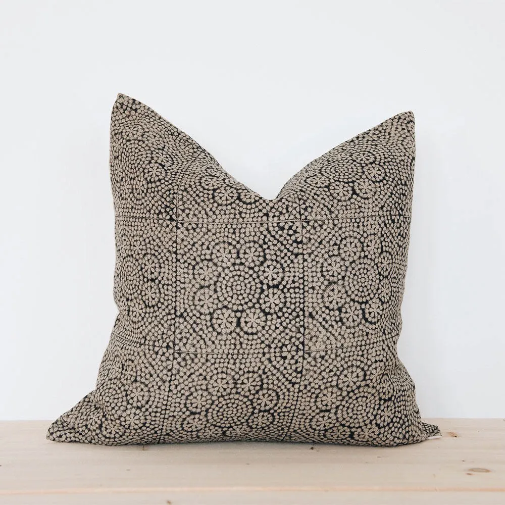 Linen Hand Block-Printed Pillow Cover Set No. 01213