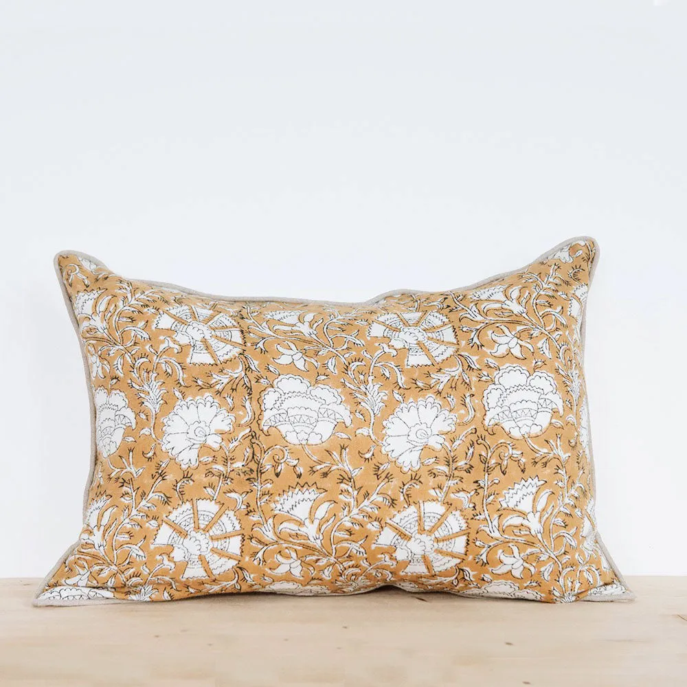 Linen Hand Block-Printed Pillow Cover Set No. 0708