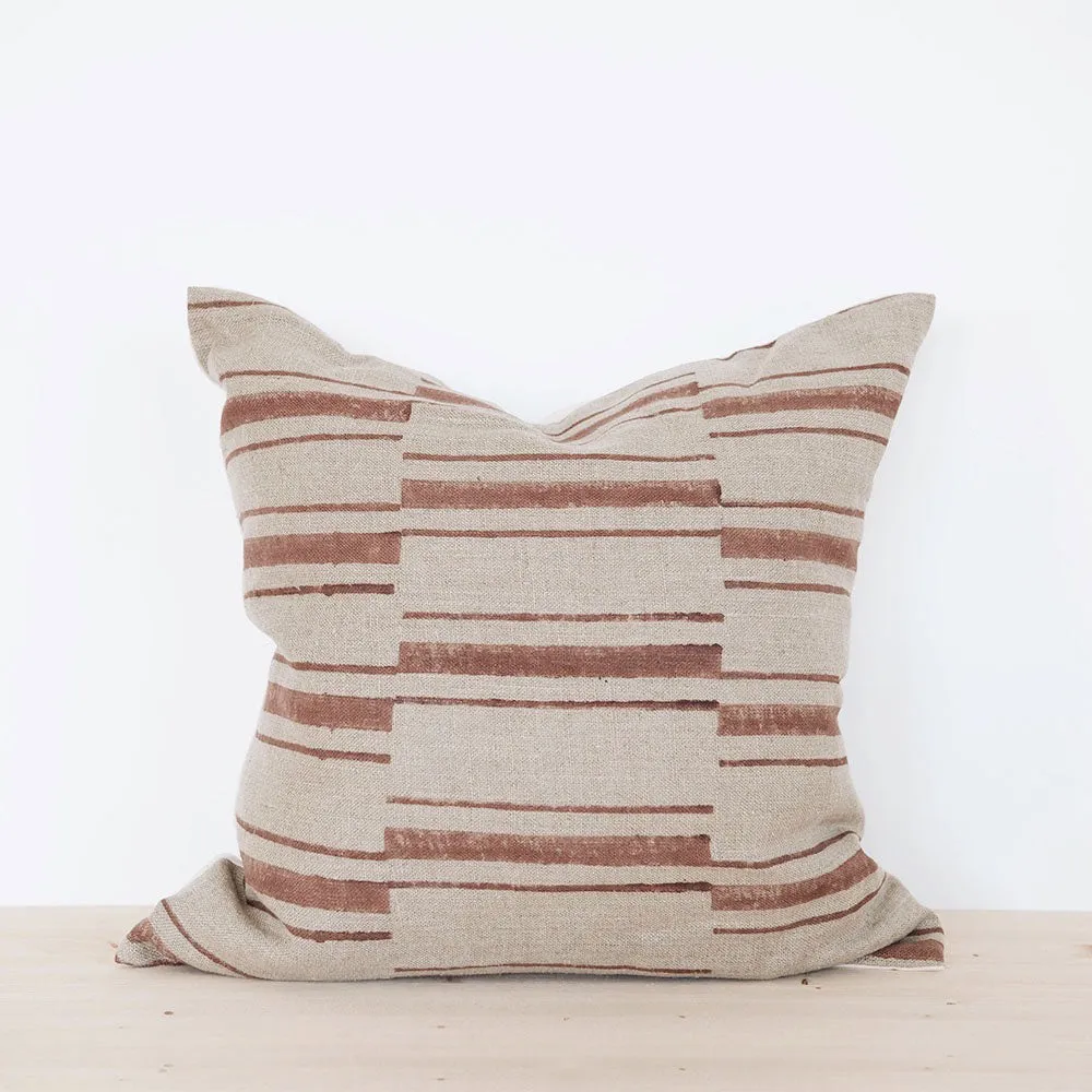 Linen Hand Block-Printed Pillow Cover Set No. 0929