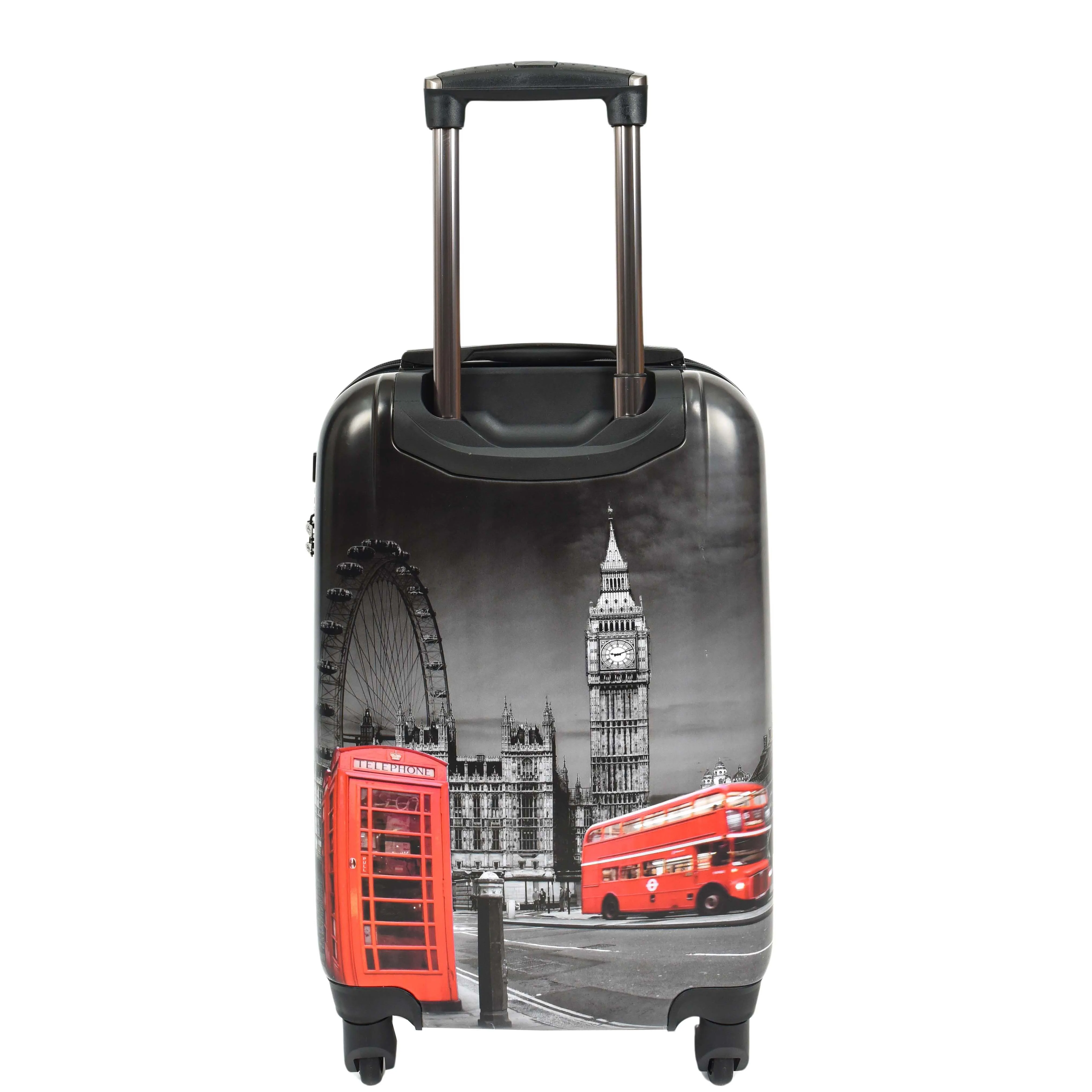 London Night Print Hard Shell Four Wheel Luggage Black Tucana