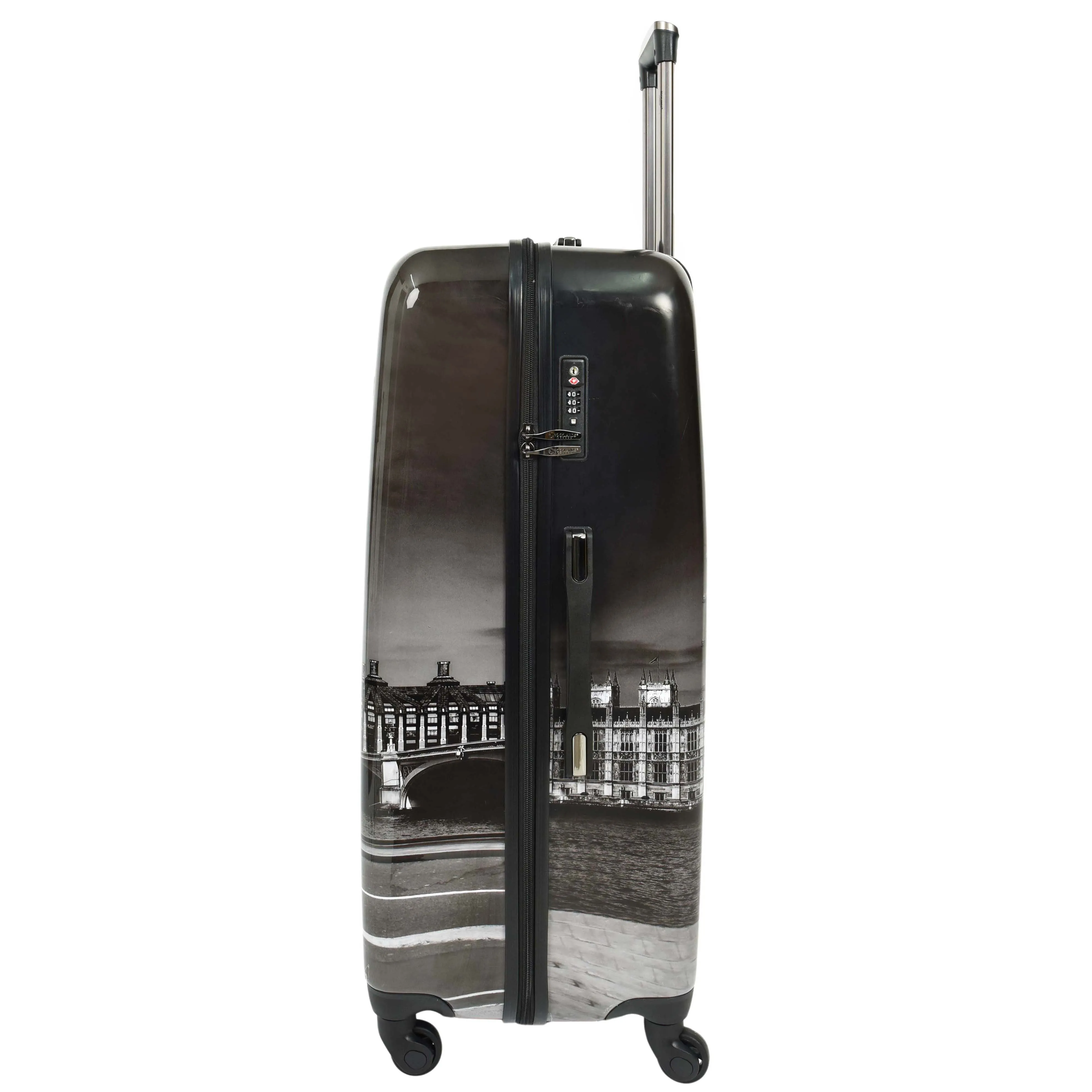 London Night Print Hard Shell Four Wheel Luggage Black Tucana