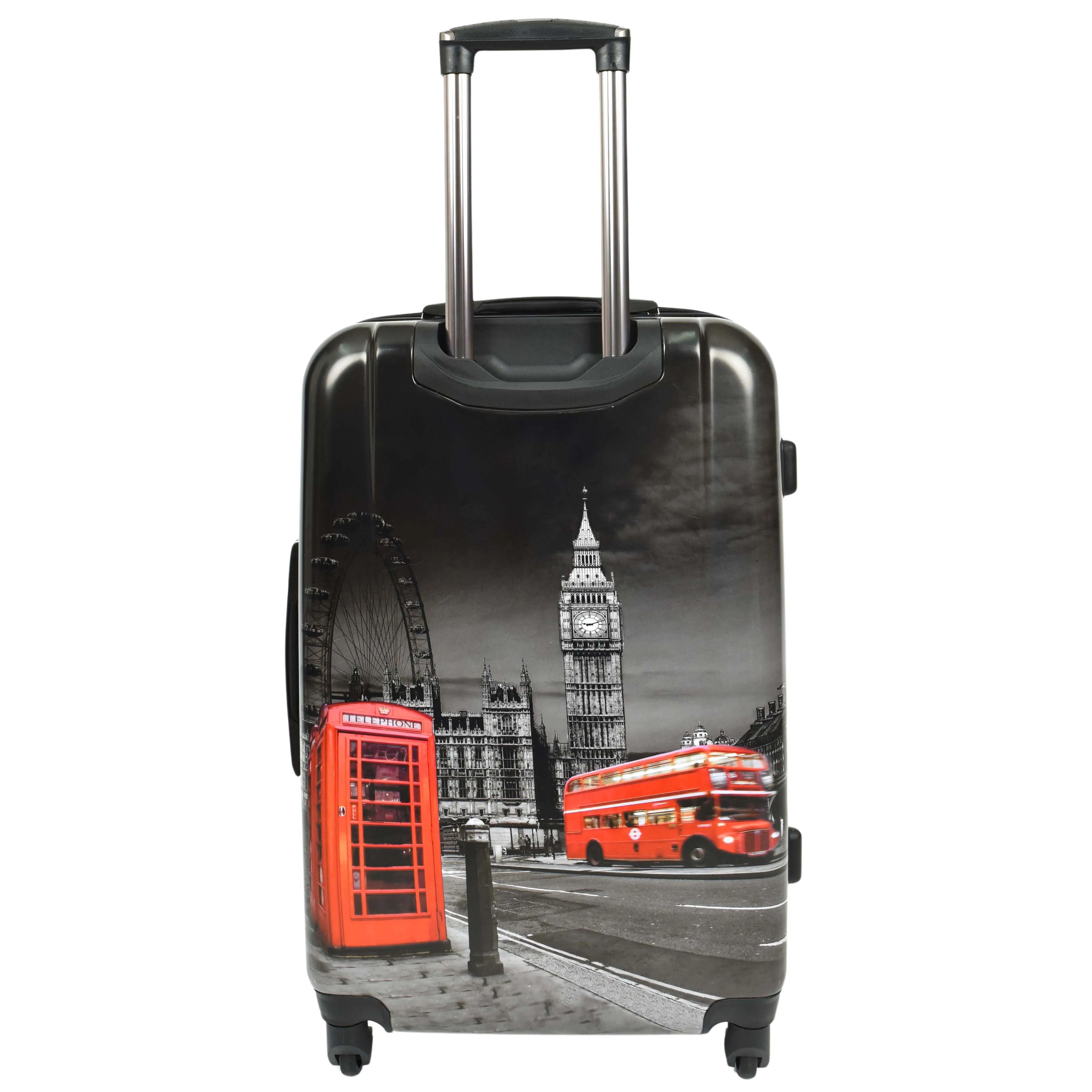 London Night Print Hard Shell Four Wheel Luggage Black Tucana