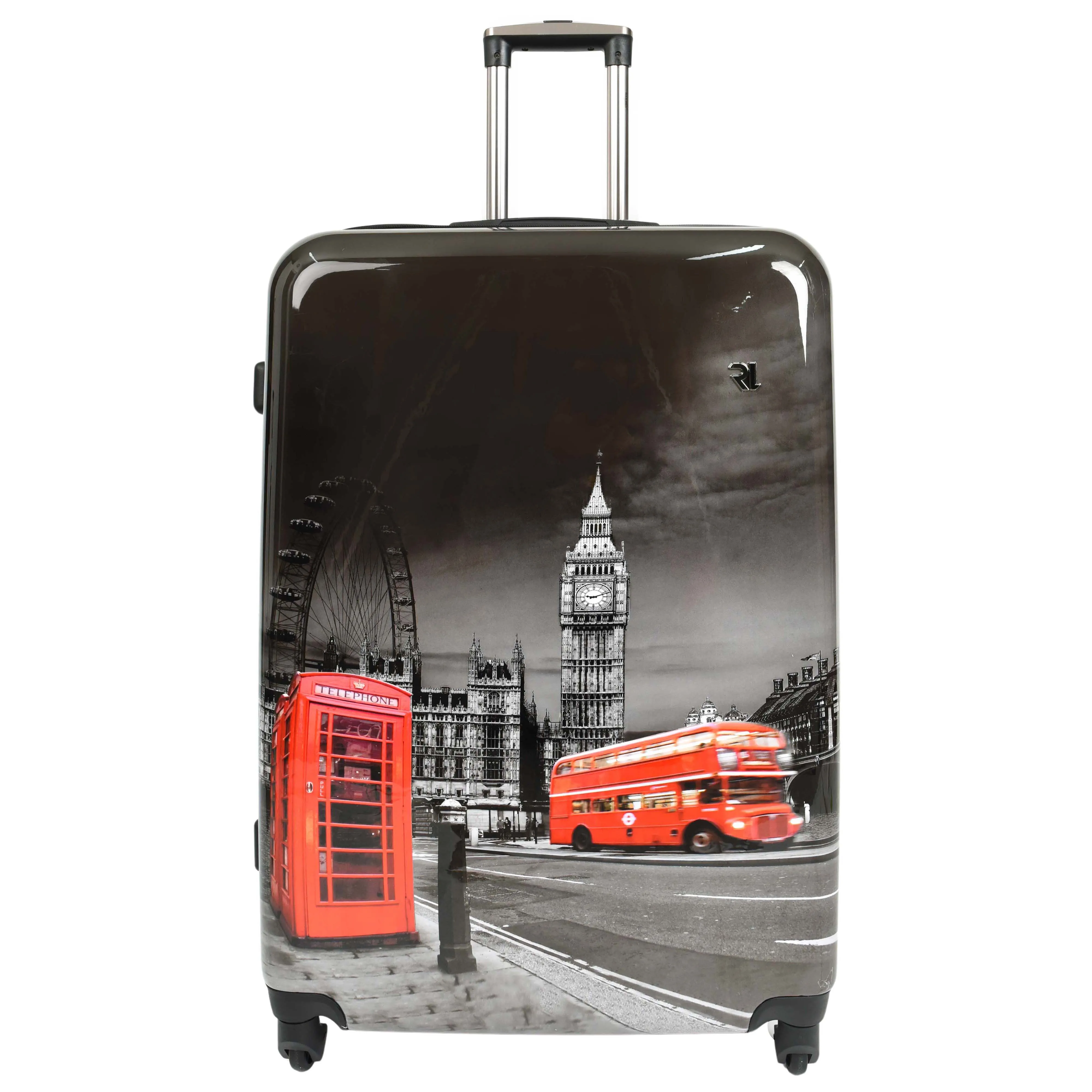 London Night Print Hard Shell Four Wheel Luggage Black Tucana